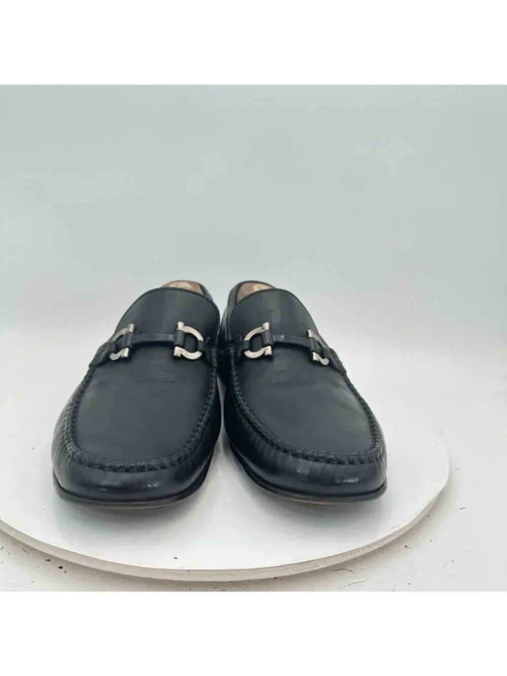 Salvatore Ferragamo Men Size 8 2E Black Leather Horsebit Loafer Dress Shoes